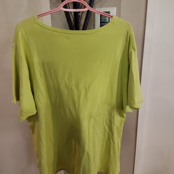 Relaxed Scoop Neck Short Sleeve Tee in Lime Green - Picture 2 of 2